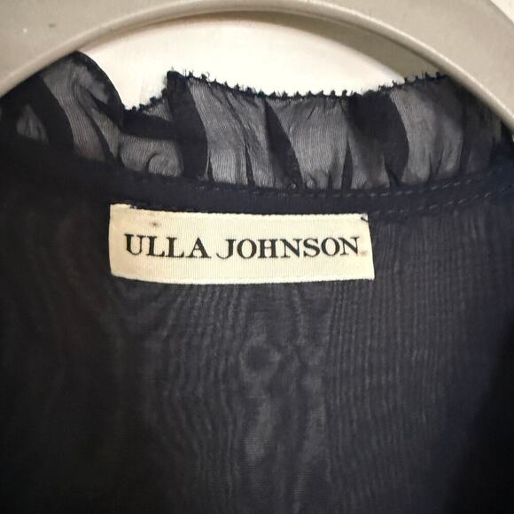 Ulla Johnson Althea Dress Midi Ruffle Long Sleeve Midnight Blue Size 4 - Picture 7 of 9